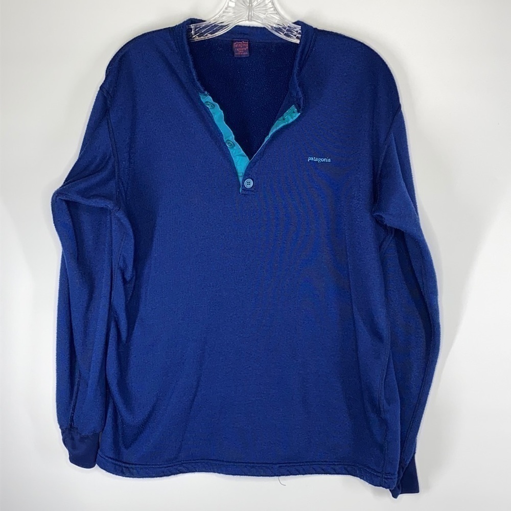 Vintage Patagonia Capilene Blue Long Sleeve Henley Size Large